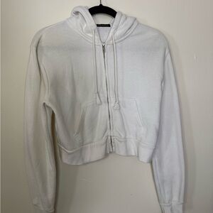 Brandy Melville White Cropped Hoodie
